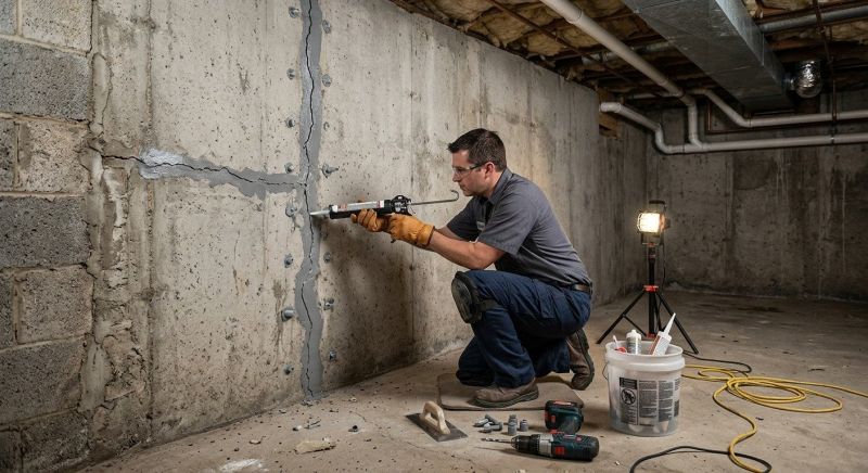 Basement Crack Repair in Colchester, CT