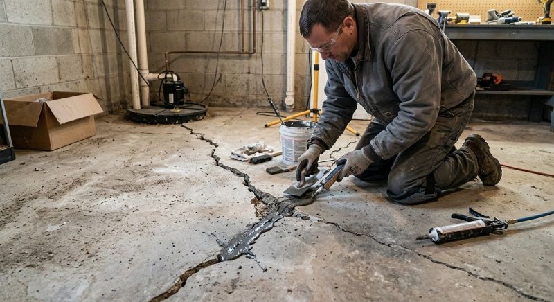 Cracked Basement Floor Repair in Colchester, CT
