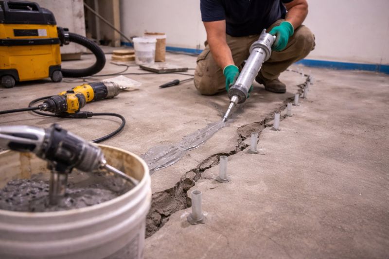 Cracked Basement Floor Repair in Colchester, CT