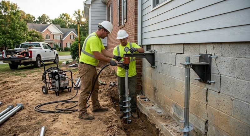 Helical Piers Installation in Colchester, CT